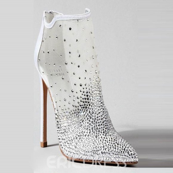 Ericdress White Rhinestone Patchwork Stiletto Heel - Picture 5 of 7